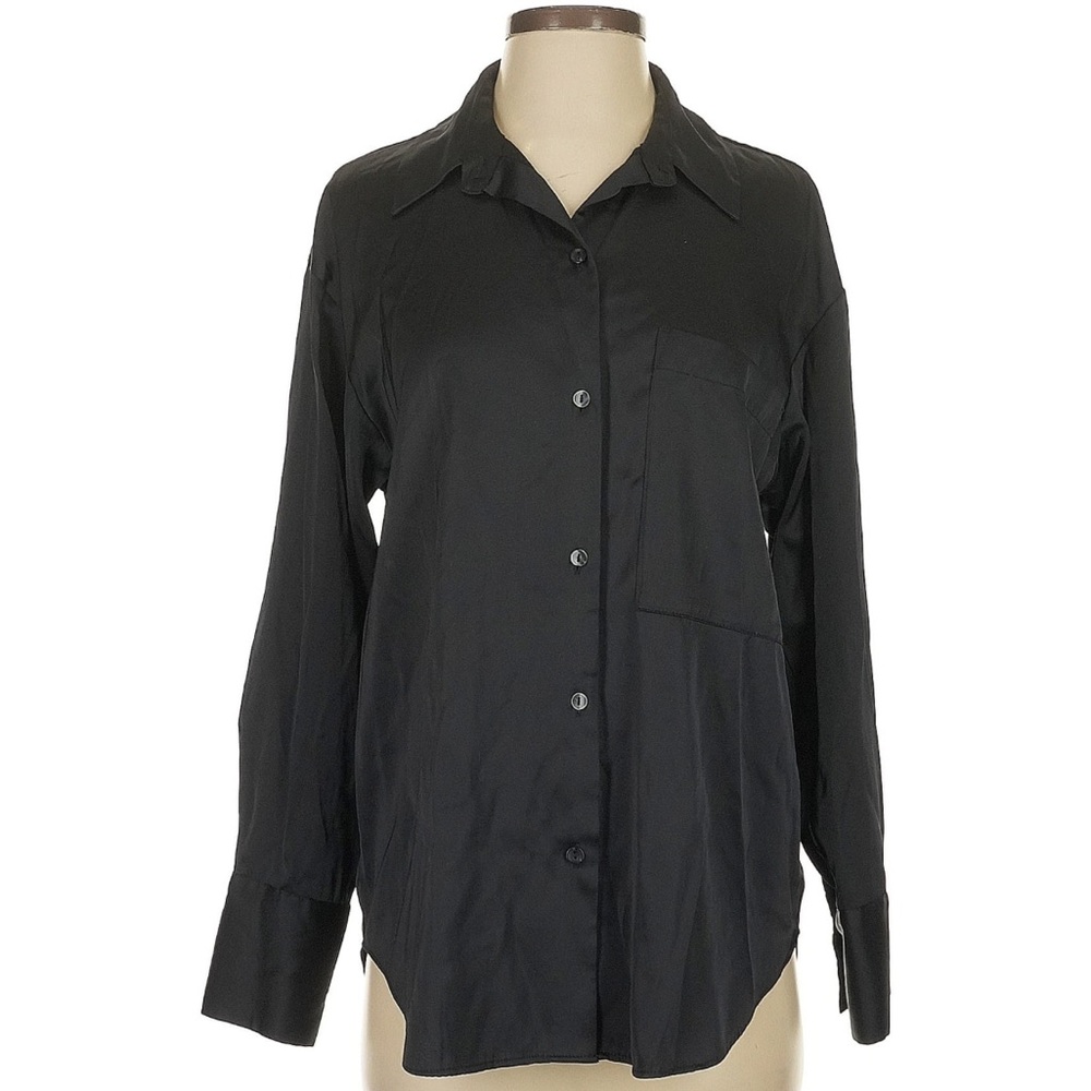 Abercrombie & Fitch Oversized Boyfriend Style Black Button Down Shirt